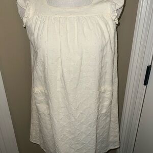 Chelsea & Violet Girl Junior Dress Slip On Short Sleeve Pockets Cotton Ivory L